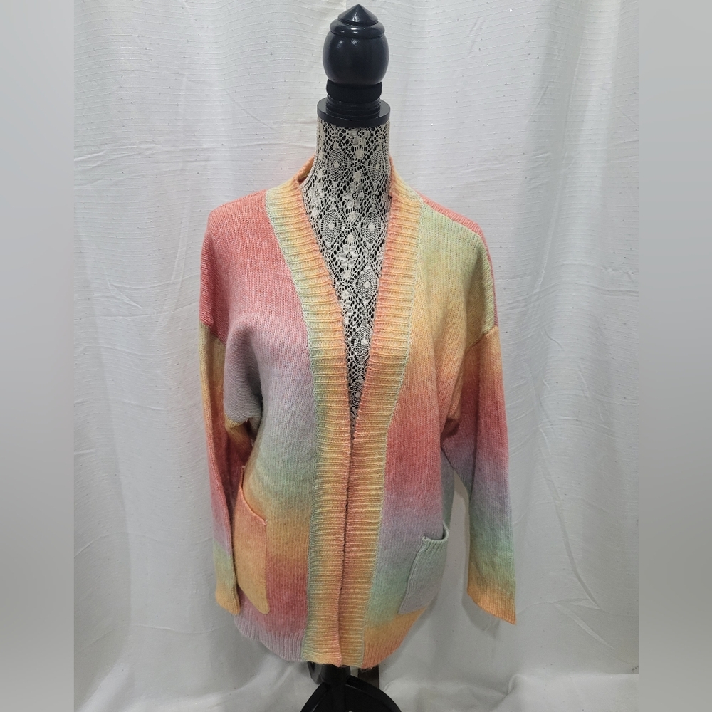 LYLA + LUXE oversized fit ombré rainbow cardigan Size Large.